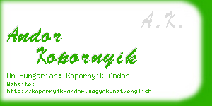 andor kopornyik business card